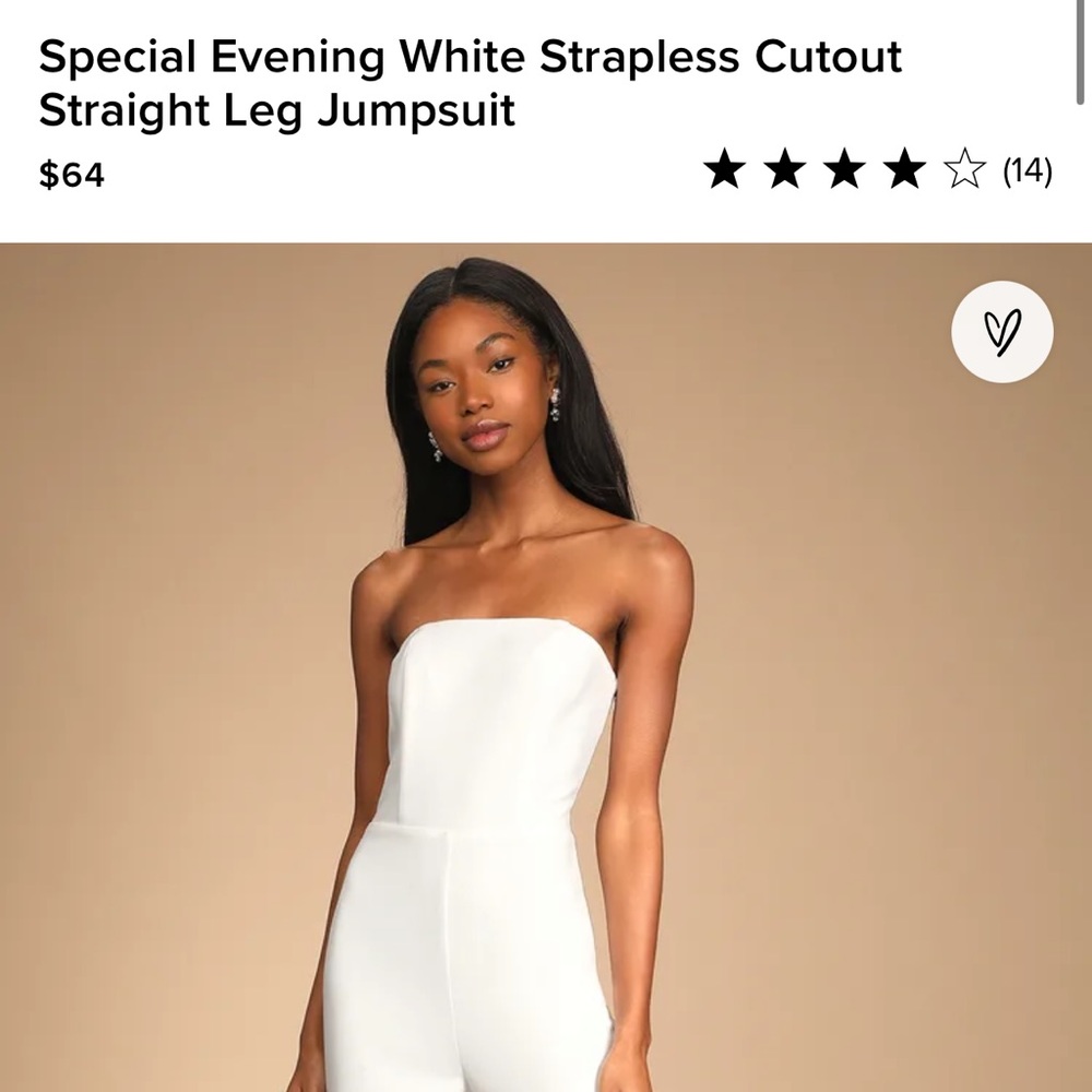 Lulu’s strapless white jumpsuit size XS